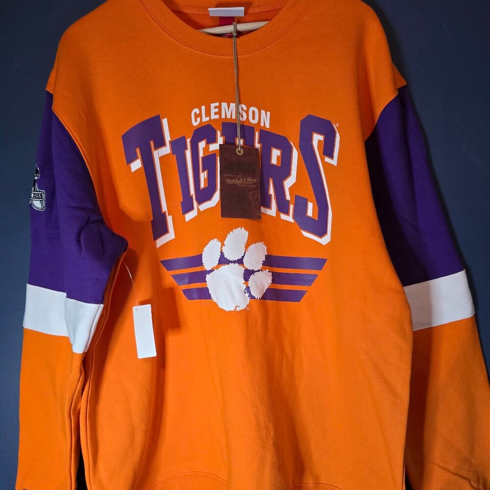 Mitchell & Ness Clemson Tigers Color-Block Crewneck – Size L (New With Tags)